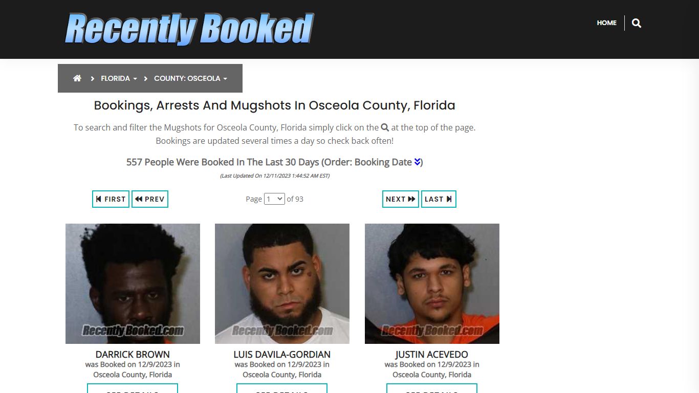 Recent bookings, Arrests, Mugshots in Osceola County, Florida